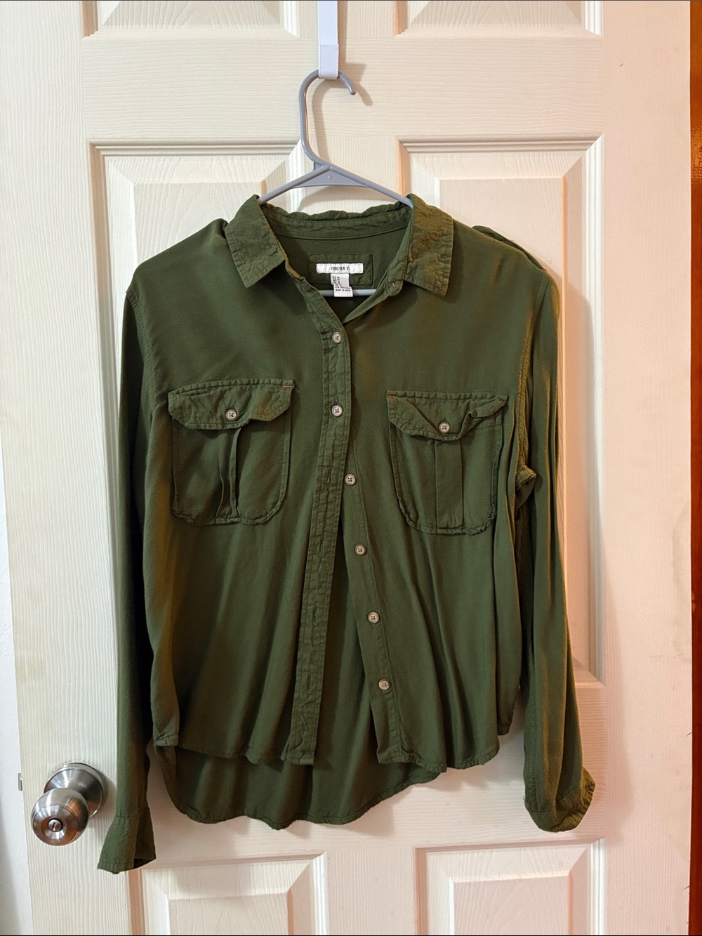 Forever 21 Olive Green Button-Down Shirt